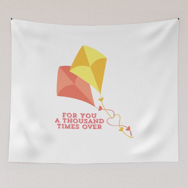 Item preview, “For You, A Thousand Times Over” Quote | The Kite Runner by Khaled Hosseini | Pastel Yellow and Orange Kite Illustration | Inspirational Literary Typography Design for Book Lovers designed and sold by Art By Rukayya.