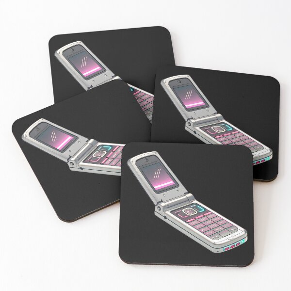 Item preview, Vintage 2000s Flip Phone Vector – Retro Metallic Silver with Neon Keypad, Sticker Ready Illustration designed and sold by VividOrganica.