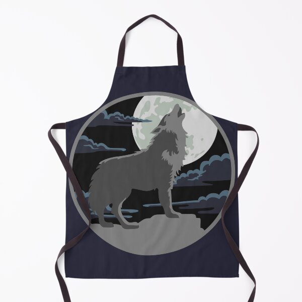 Aperçu de l'œuvre Ciel nocturne rustique bleu gris loup hurlant lune créée et vendue par TackyTime.