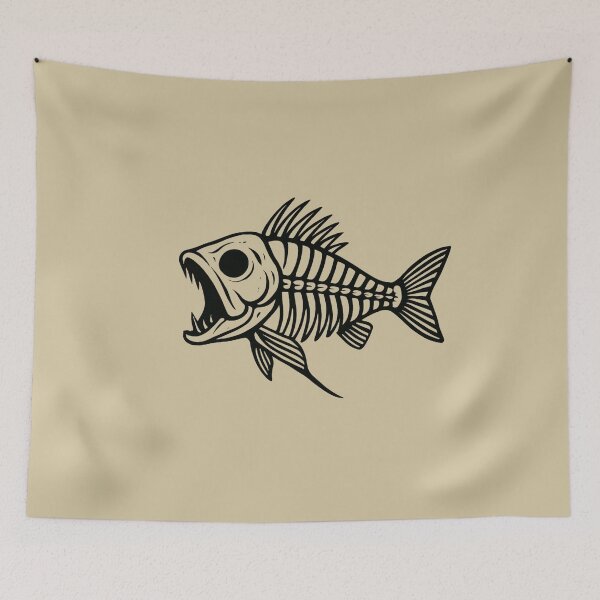 Item preview, Tattoo Style Skeleton Fish – Bold Fishing Design designed and sold by NoRestDesigns.