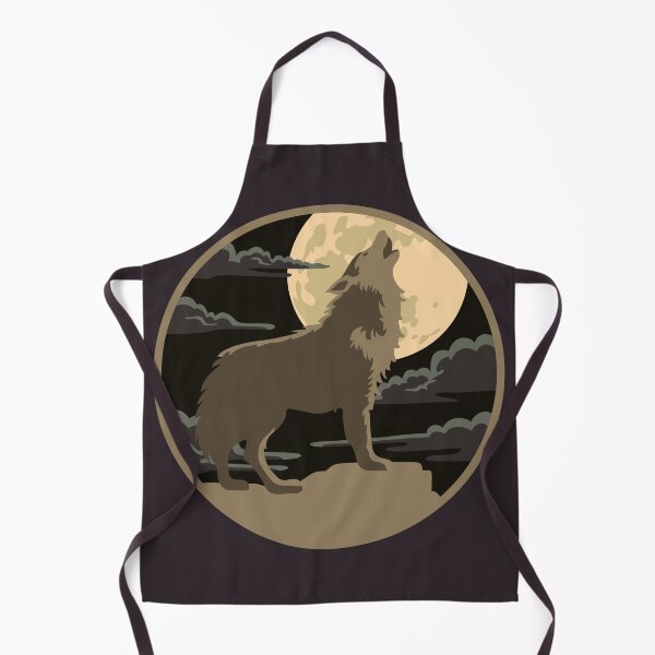 Aperçu de l'œuvre Loup brun rustique gris hurlant lune ciel nocturne créée et vendue par TackyTime.