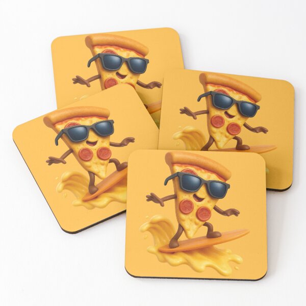 Item preview, Pizza slice surfing on a surfboard on melted cheese designed and sold by Canvations.
