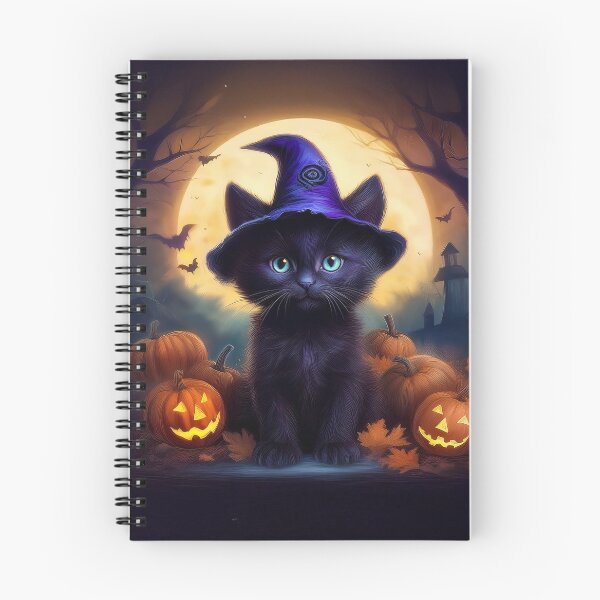 Item preview, Pip, the Little Witch Cat | Whimsical Black Cat Halloween Art designed and sold by Englandbear.