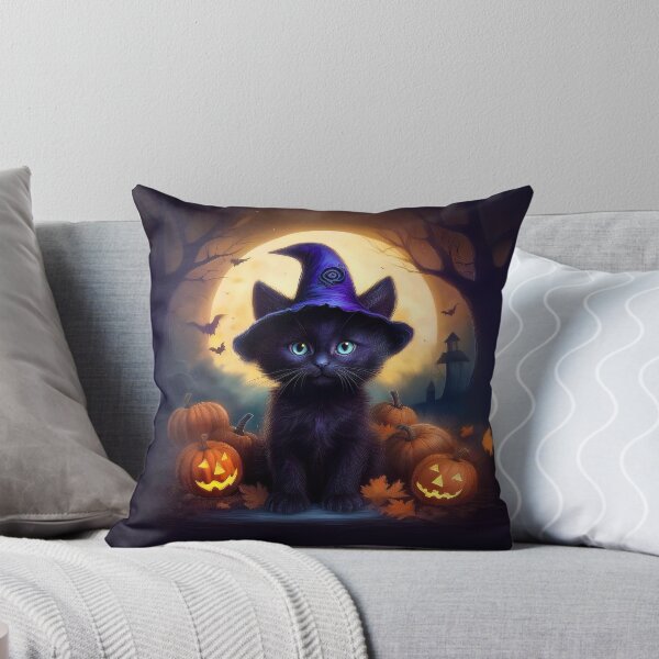 Item preview, Pip, the Little Witch Cat | Whimsical Black Cat Halloween Art designed and sold by Englandbear.
