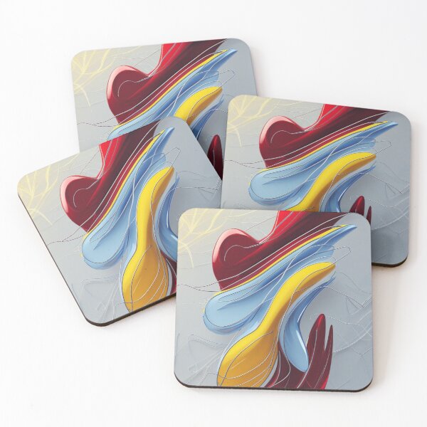 Item preview, Abstract Line Art in Yellow, Red, and Sky Blue Chrome designed and sold by Harmonic_Layers.