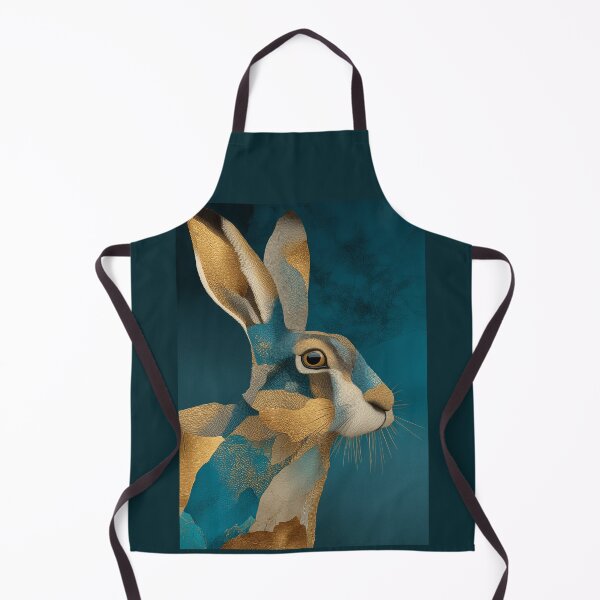 Item preview, Bold Hare Painting – Teal and Gold Wall Art designed and sold by Gino By Design.