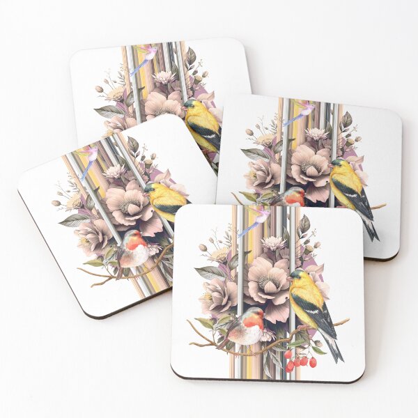Item preview, Birds Among Blossoms floral designed and sold by Modern-Tropical.