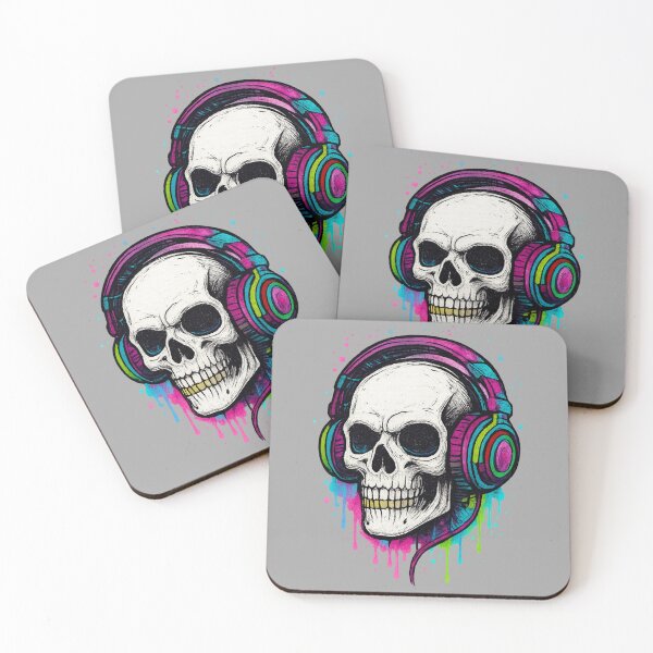Item preview, Graffiti Skull with Headphones – Urban Tattoo Style Art designed and sold by NoRestDesigns.