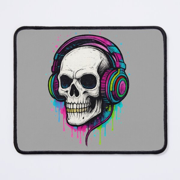 Item preview, Graffiti Skull with Headphones – Urban Tattoo Style Art designed and sold by NoRestDesigns.