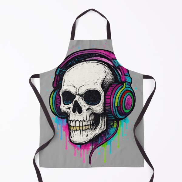 Item preview, Graffiti Skull with Headphones – Urban Tattoo Style Art designed and sold by NoRestDesigns.
