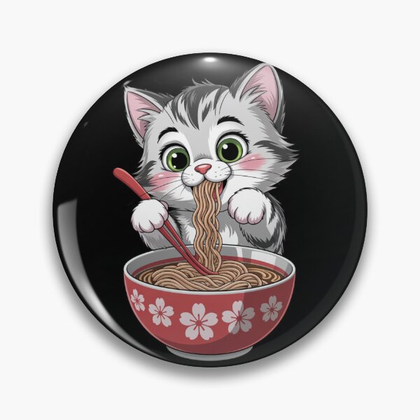 Artikelvorschau, Süße Katze isst Ramen – Entzückendes Kätzchen-Nudelschalen-Design im Anime-Stil entworfen und verkauft von delohill.