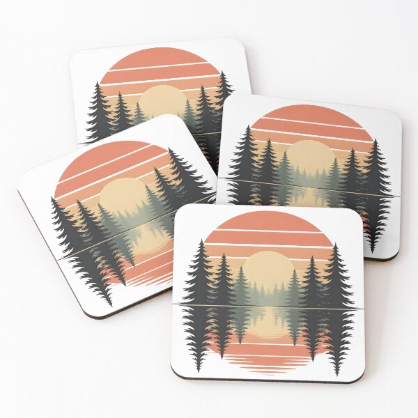Item preview, Retro Sunset Forest – Minimalist Nature Reflection designed and sold by UrbanHowlz.