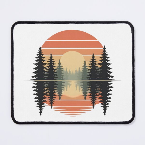 Item preview, Retro Sunset Forest – Minimalist Nature Reflection designed and sold by UrbanHowlz.