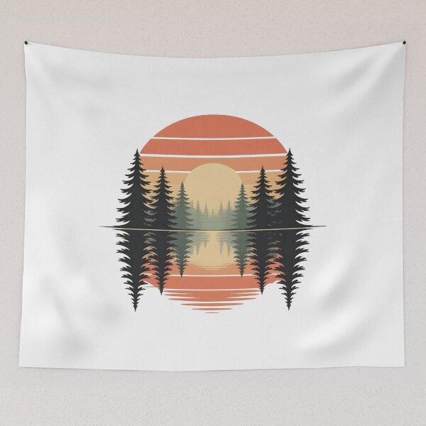 Item preview, Retro Sunset Forest – Minimalist Nature Reflection designed and sold by UrbanHowlz.
