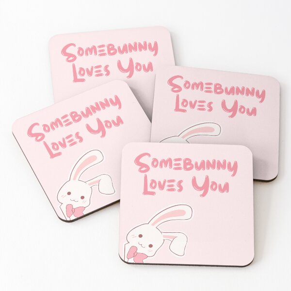Item preview, Somebunny Loves You – Cute Bunny Pun Quote Illustration | White & Pink Rabbit Leaning in Corner | Pastel Kawaii Aesthetic Gift for Couples, Friends & Family designed and sold by Art By Rukayya.
