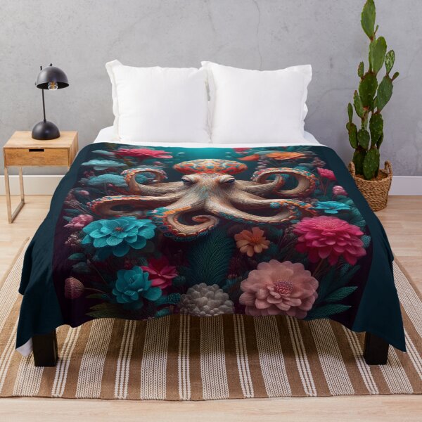 Item preview, Beautiful Octopus Floral Artwork designed and sold by FlosArtPrintShop.