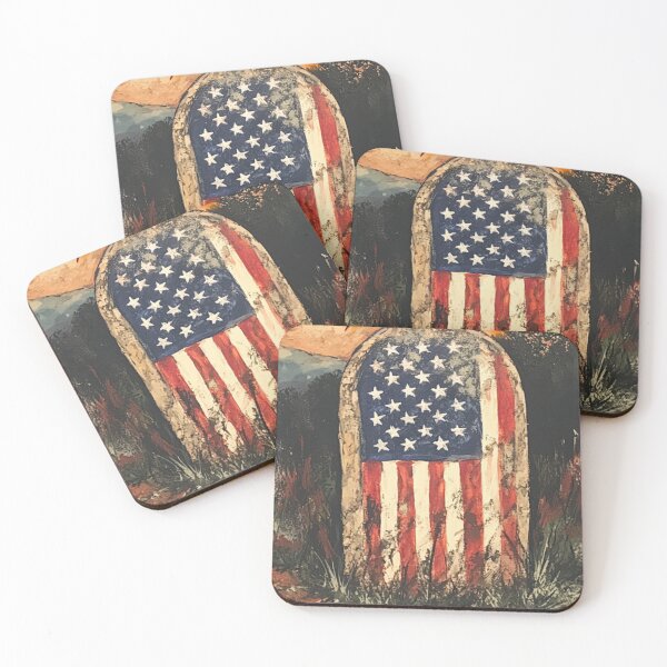 Item preview, USA Flag Sunset Headstone 1 designed and sold by carebearone.