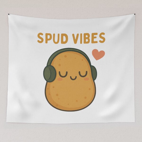 Item preview, Spud Vibes – Funny Cute Potato Cartoon with Headphones designed and sold by jelonkaa.