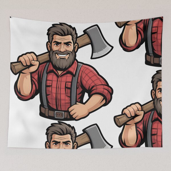 Item preview, Cheerful Lumberjack Cartoon Design designed and sold by CraftStudioCo.