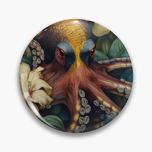 Item preview, Beautiful Octopus Floral Oil Paint Artwork designed and sold by FlosArtPrintShop.
