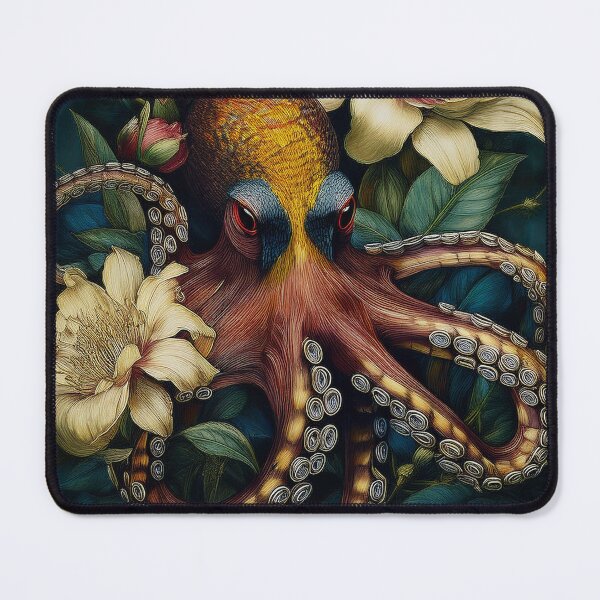Item preview, Beautiful Octopus Floral Oil Paint Artwork designed and sold by FlosArtPrintShop.