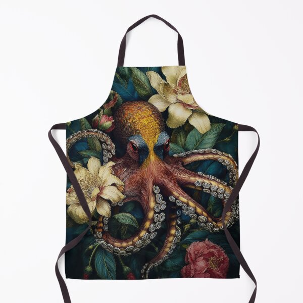 Item preview, Beautiful Octopus Floral Oil Paint Artwork designed and sold by FlosArtPrintShop.
