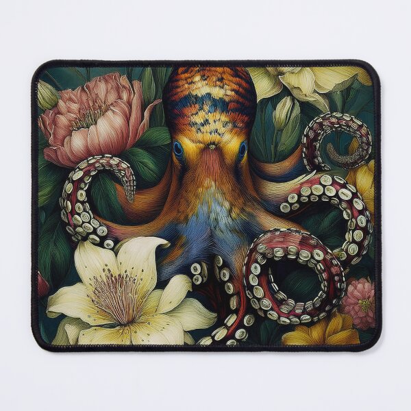 Item preview, Beautiful Octopus Floral Oil Paint Artwork designed and sold by FlosArtPrintShop.