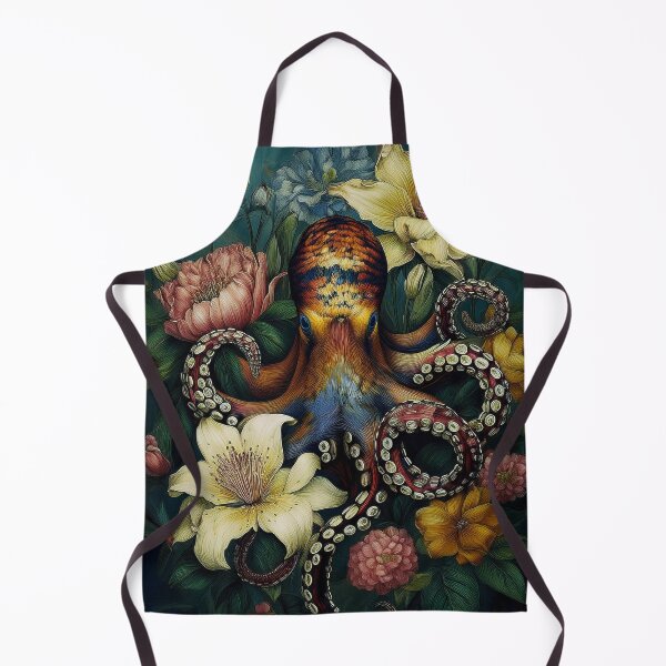 Item preview, Beautiful Octopus Floral Oil Paint Artwork designed and sold by FlosArtPrintShop.