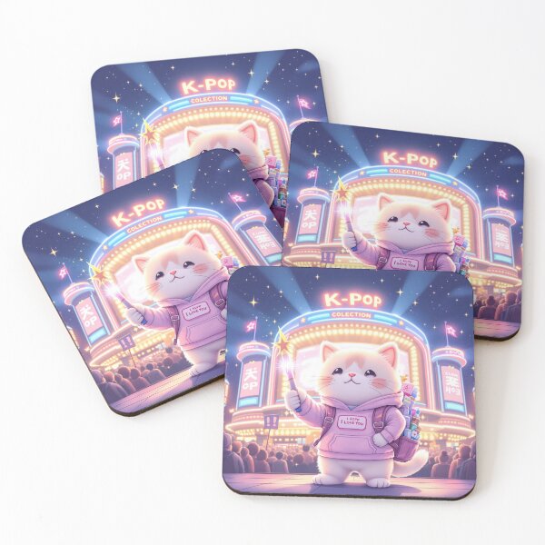 Item preview, Pastel Kawaii K-Pop Cat Art – Cute Fan Cat Illustration with Glowstick, Concert Night Scene, Aesthetic Sticker & Poster Design designed and sold by KaryaVisionSTR.