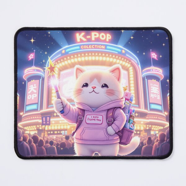 Item preview, Pastel Kawaii K-Pop Cat Art – Cute Fan Cat Illustration with Glowstick, Concert Night Scene, Aesthetic Sticker & Poster Design designed and sold by KaryaVisionSTR.