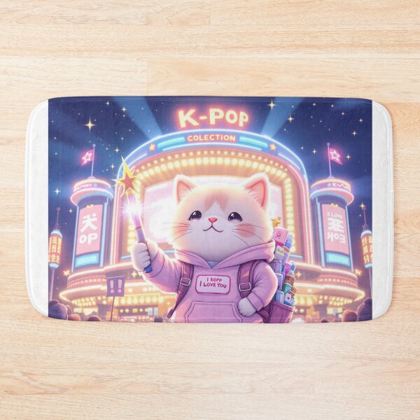 Item preview, Pastel Kawaii K-Pop Cat Art – Cute Fan Cat Illustration with Glowstick, Concert Night Scene, Aesthetic Sticker & Poster Design designed and sold by KaryaVisionSTR.