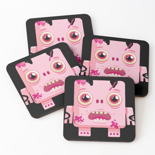 Item preview, Cute Pink Square Zombie – Funny Cartoon Halloween Monster designed and sold by Teeny Quities.