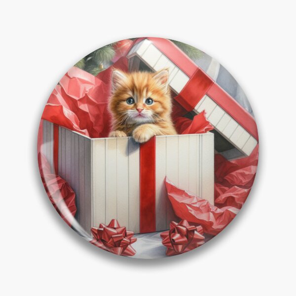 Item preview, Watercolour Christmas ginger kitten designed and sold by BritishDelights.