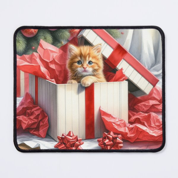 Item preview, Watercolour Christmas ginger kitten designed and sold by BritishDelights.