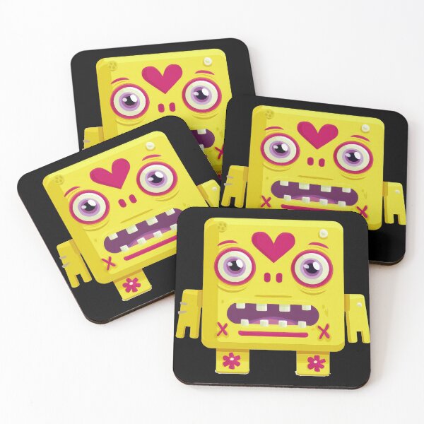 Aperçu de l'œuvre Adorable zombie carré jaune – Monstre de dessin animé ludique pour Halloween créée et vendue par Teeny Quities.