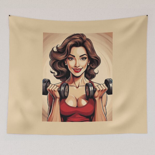 Item preview, Woman Lifting Weights Vintage Poster  designed and sold by FlosArtPrintShop.