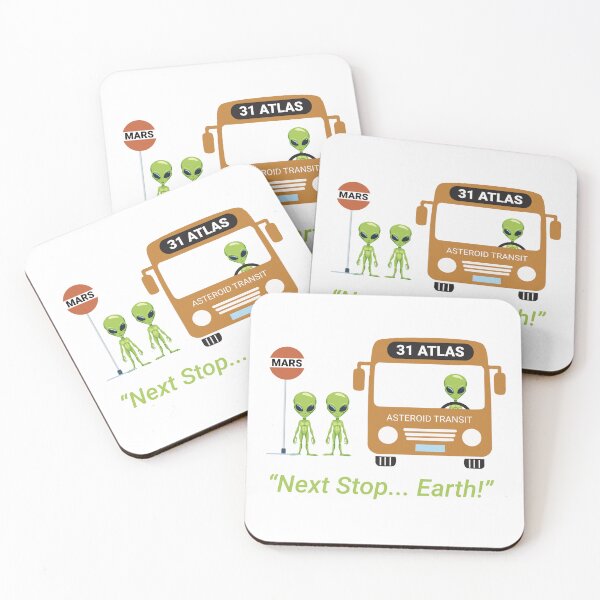 Item preview, T-shirt design featuring a bus full of aliens with the route number 31 atlas on the bus. designed and sold by PeffysArt.