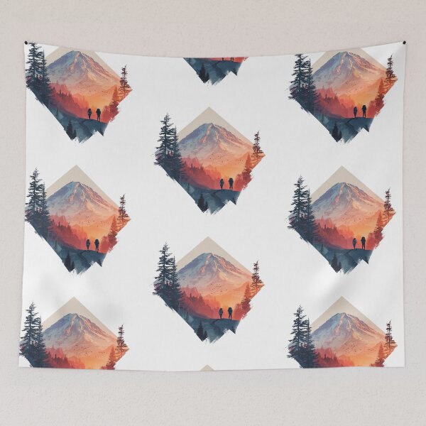 Item preview, Sunset Mountain Hiking Adventure Art – Wanderlust Travel Landscape Design designed and sold by myfavoritesm4.