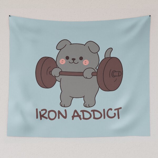 Item preview, Cute Cartoon Dog Workout Iron Addict designed and sold by NosandEdgy.
