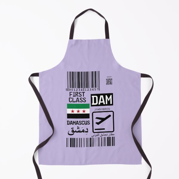 Aperçu de l'œuvre Étiquette de bagage / billet pour l'aéroport de Damas en Syrie créée et vendue par Travellerz.