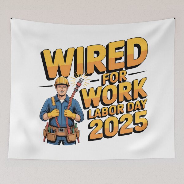Item preview, Labor Day Electrician Wired for Work designed and sold by CraftStudioCo.