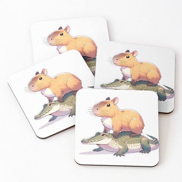 Item preview, Adventurous Capybara on a Crocodile designed and sold by JesNoh.