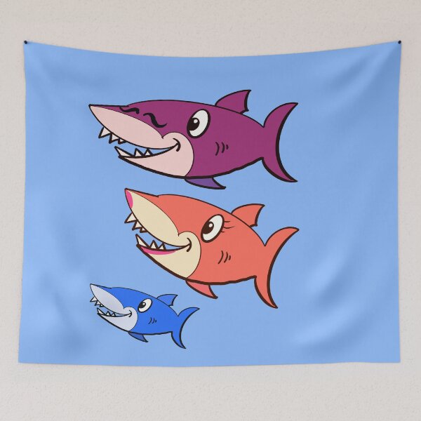 Item preview, Cute Sharks Family of Playful Sharks designed and sold by Artonmytee.