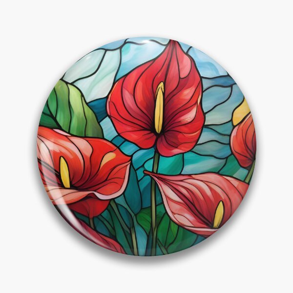 Item preview, Stained Glass Red Anthurium Flowers designed and sold by Ciervo Primavera.