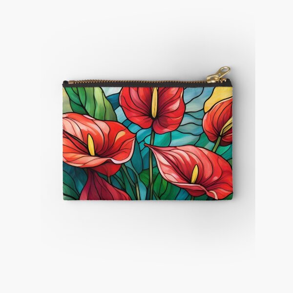 Item preview, Stained Glass Red Anthurium Flowers designed and sold by Ciervo Primavera.