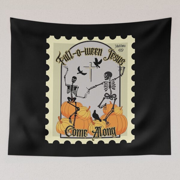 Item preview, Halloween Skeleton Fall-o-ween Jesus Come Along Stamp Matthew 4:19                      designed and sold by Forevermore.
