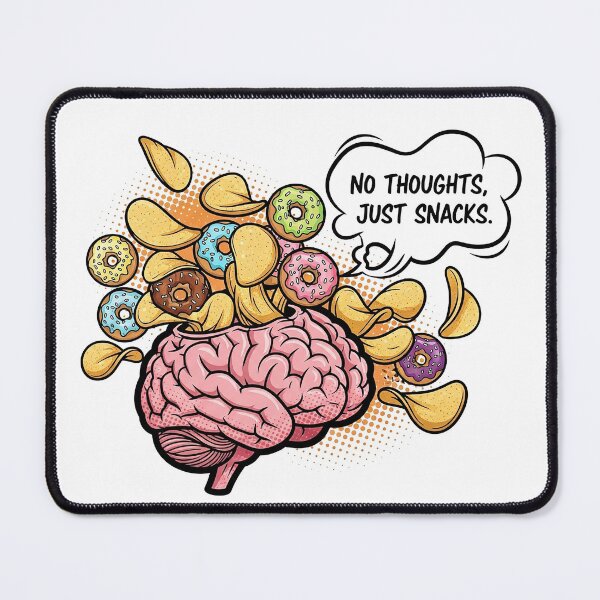 Item preview, No Thoughts Just Snacks Sticker | Funny Food Brain Meme Aesthetic designed and sold by DreamyChaos.