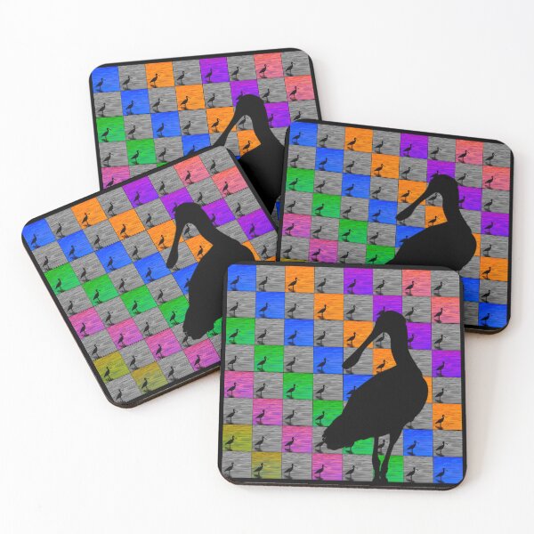 Item preview, Royal Spoonbill Bird Silhouette Series, Rainbow Check POP  designed and sold by Milla-Muck.