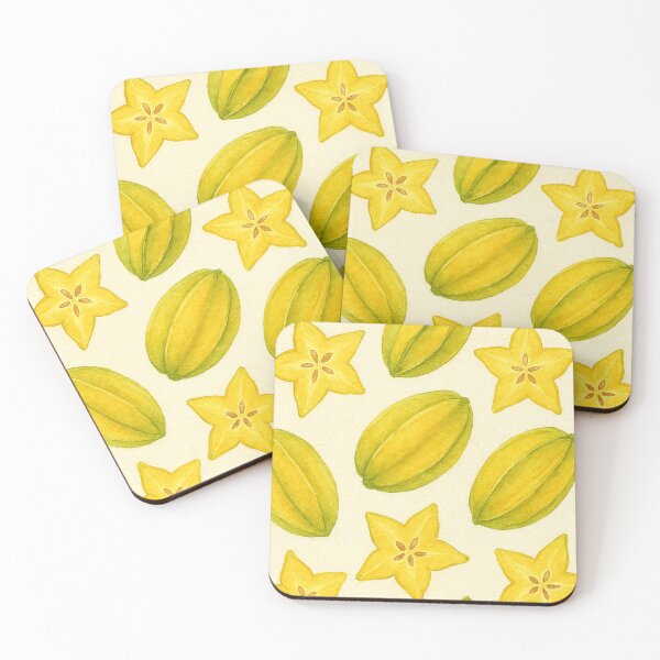 Item preview, Tropical starfruit yellowish watercolor pattern on texture paper designed and sold by cutsypatterns.