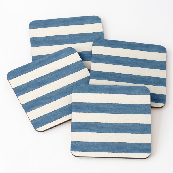 Item preview, watercolor blue and white nautical stripes designed and sold by Kristylynn757.
